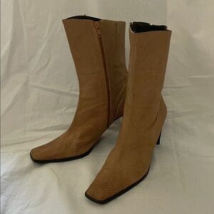 bebe Snakeskin Embossed Leather Boots - SZ 10 - Italy